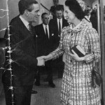 Oliver Lebus and Princess Margaret during a visit to the factory in 1968